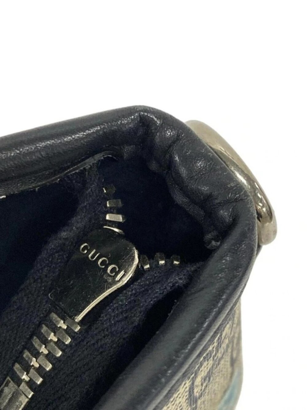 GUCCI GG Blooms 429019 Beige Ebony Navy PVC Leather Handbag - Picture 8 of 15